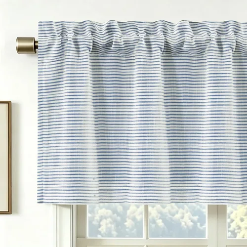 Vista 31 de DriftAway Briony - Cortina opaca con amarre para cocina, ajustable, diseño de globos, líneas texturizadas, estampadas, persianas romanas