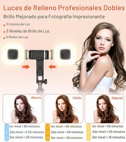 Vista 3 de Trípode para teléfono Selfie Stick - Soporte para teléfono celular de 71 pulgadas de alto con control remoto inalámbrico desmontable y 2 luces LED