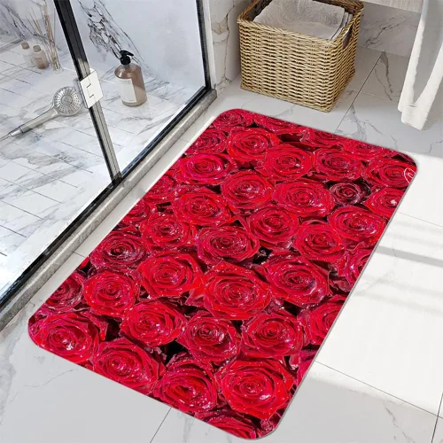 Vista 4 de LYFANS Alfombras de baño de espuma de esponja absorbente suave para baño y cocina (30 x 18 pulgadas), tapete de franela antideslizante brillante