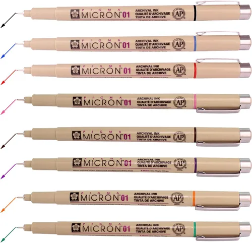 Vista 2 de Sakura Pigma Micron Fineliners - Bolígrafo de punta fina suave y ligera, dibujo de manga, 0.010 in, 8 bolígrafos de colores surtidos (01 color)