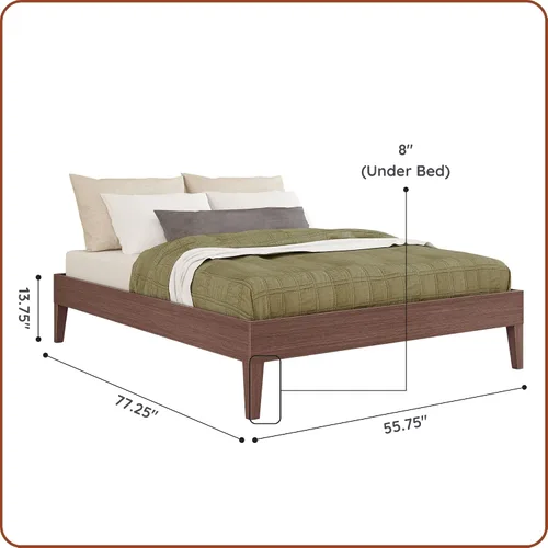 Vista 2 de Grain & Grove Cama con plataforma Bear (matrimonial), roble en relieve marrón oscuro