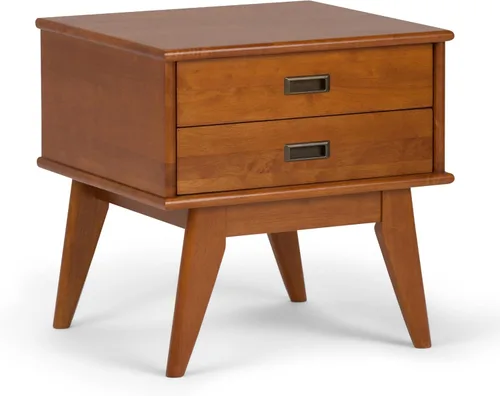 Vista 15 de SIMPLIHOME Draper - Mesa auxiliar rectangular de madera maciza de 22 pulgadas de ancho con cajón de almacenamiento en marrón caoba medio, mesita