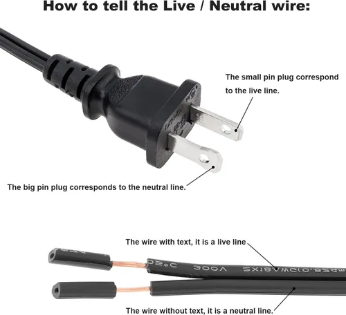 Vista 4 de RTNLIT Cable de lámpara de 6 pies con interruptor de botón de encendido/apagado y enchufe polarizado, extremos pelados listos para cableado, cable