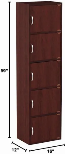Vista 3 de Hodedah Import - Estantería con 5 estantes, Caoba, Mahogany