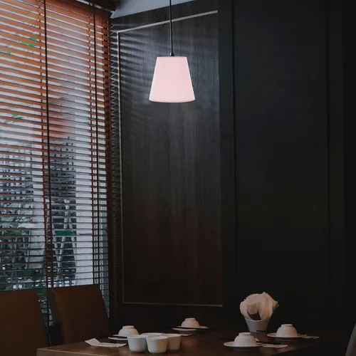 Vista 9 de Pantalla de lámpara pequeña de tela de lino con clip en la bombilla pantalla de tela de repuesto para lámpara de pared, bombillas de vela, color rosa