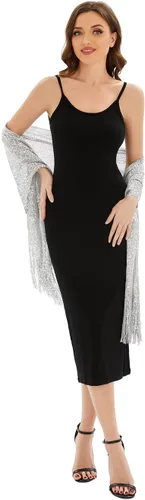 Vista 3 de Chales metálicos brillantes y envolturas con hebilla, para vestidos de noche, fiestas, bodas, novias, damas de honor