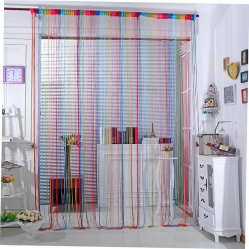 Vista 2 de Levemolo Panel de flecos con borlas, panel de flecos para puerta, panel de ventana de encaje, telón de fondo de fotos de boda, cortina de cinta