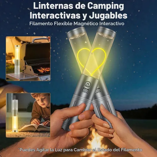 Vista 5 de Linterna LED para campamento, hasta 350 horas de luz de campamento recargable, 4 modos de linterna al aire libre con luz roja, resistente al agua
