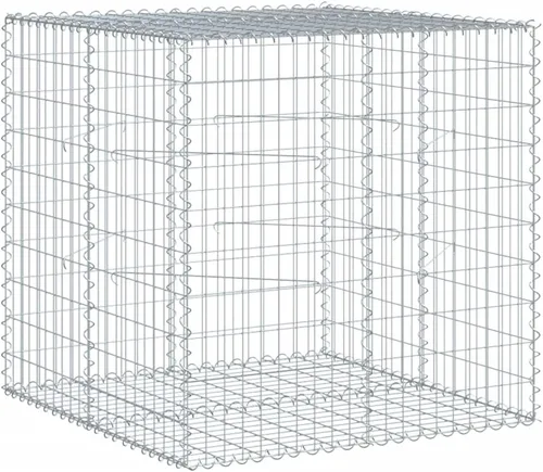 Vista 86 de vidaXL Cesta de gavión con tapa, 39.4 x 19.7 x 39.4 pulgadas, hierro galvanizado rectangular, resistente a la intemperie, montaje sin herramientas