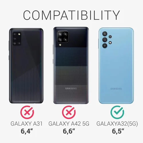 Vista 6 de kwmobile Funda cruzada compatible con Samsung Galaxy A32 5G - Funda transparente de TPU con correa de cordón - Negro/Transparente