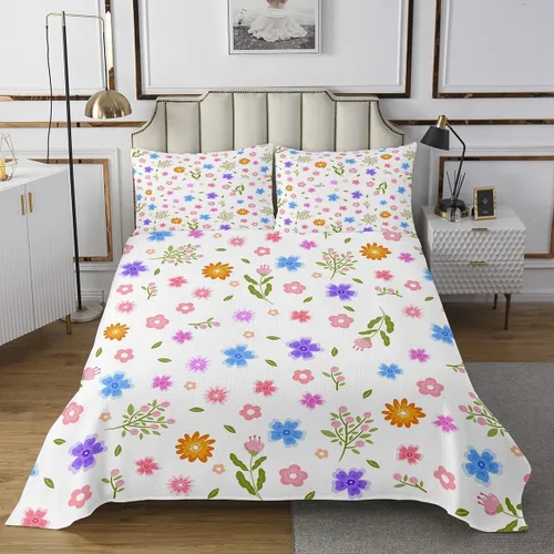Vista 11 de Erosebridal Juego de edredón floral negro, tamaño individual, lindo juego de colcha de flores para niños y niñas, juego de colcha de acuarela