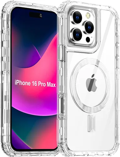 Vista 8 de AICase para iPhone 16 Plus, Funda Transparente Compatible con MagSafe, Protección contra Caídas de 3 en 1, Resistente a Prueba