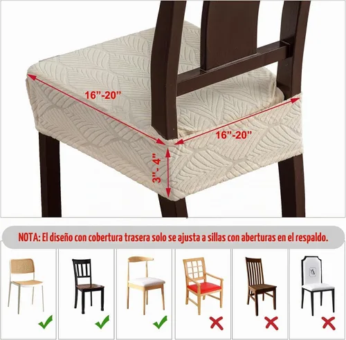 Vista 6 de Fundas de asiento para silla de comedor, extraíbles y lavables, juego de 2, fundas de cojín de asiento de silla de jacquard, protectores Beige