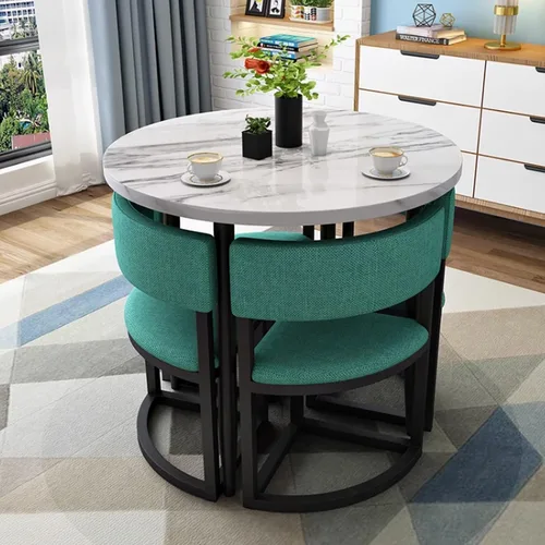 Vista 9 de YVYKFZD Office Reception Room Club Table and Chair Set, Round Conference Table, Simple Coffee Kitchen Dining Table Set, Business Conference Room