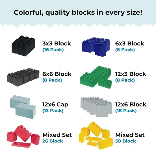 Vista 2 de EverBlock Paquete modular de plástico de tamaño natural de 3 x 3 pulgadas Bloques de construcción gigantes Fácil de conectar y reutilizar Uso