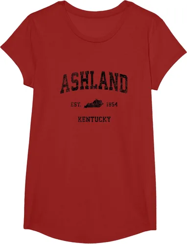 Vista 52 de Ashland Kentucky KY Vintage Sports Design Camiseta de impresión negra Asfalto