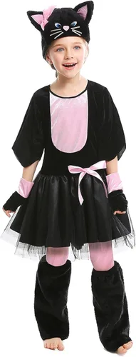 Vista 5 de Viyorshop Disfraz de gato negro para niñas, disfraz de gatito, disfraz de Halloween