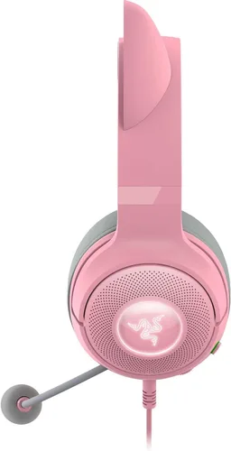 Vista 3 de Auriculares Razer Kraken Kitty V2 USB con cable RGB: Orejas Kitty Chroma - Iluminación reactiva para transmisión - Micrófono cardioide HyperClear