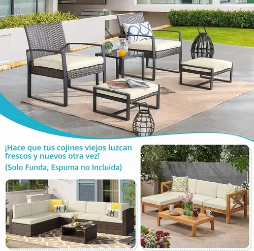Vista 7 de COSHNIBI Fundas para Cojines de Patio 24'' X 22'' X 4'', Impermeables y Resistentes a la Decoloración, Funda de Cojín para Exteriores de Repuesto