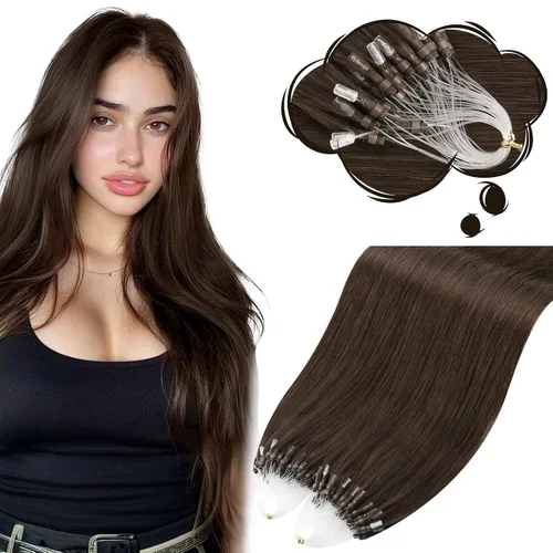 Vista 15 de Moresoo Micro Link - Extensiones de cabello humano, rubio ceniza oscuro