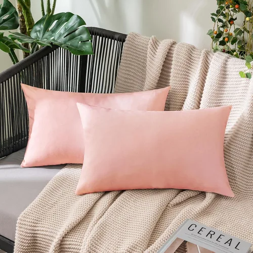 Vista 82 de MIULEE - Paquete de 2 fundas de almohada decorativas para exteriores, impermeables, sólidas, de imitación de lino, para jardín, casa de campo, Azul