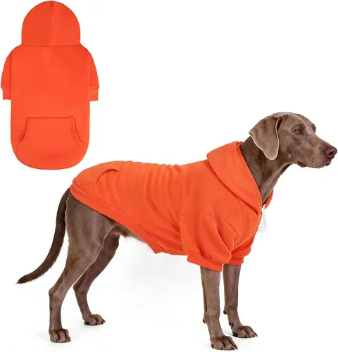 Vista 15 de KOOLTAIL Sudadera básica con capucha para perro, suave y cálida, con agujero para correa y con bolsillo, abrigo de invierno para perros, ropa