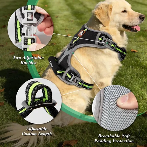 Vista 2 de Arnés para perro, chaleco para mascotas sin tirones, tira reflectante a prueba de escape, fácil de ajustar, arnés para perro con función a prueba