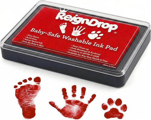 Vista 9 de Almohadilla de tinta ReignDrop para huella de bebé y huella de mano - Crea sellos de recuerdo impresionantes y duraderos para bebés y niños. A