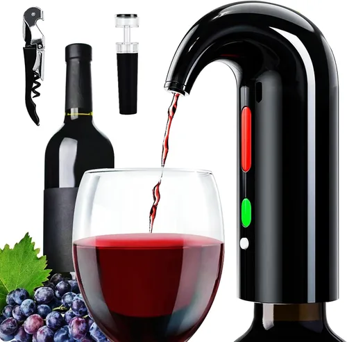 Vista 4 de Aireador eléctrico de vino, aireación de vino y decantador, dispensador de vino, vertedor de boquilla, accesorios de vino, regalos para amantes