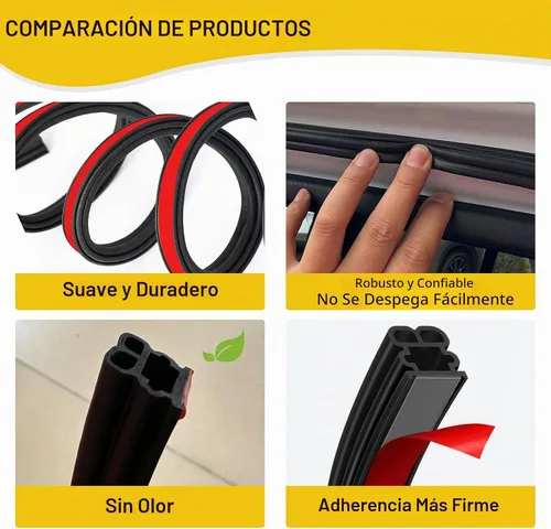 Vista 5 de Tira de sellado de puerta de automóvil de 32.8 pies, burlete meteorológico de automóvil de doble capa con forma, goma autoadhesiva