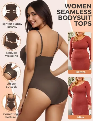 Vista 2 de Body moldeador para mujer con control de abdomen (café, M)