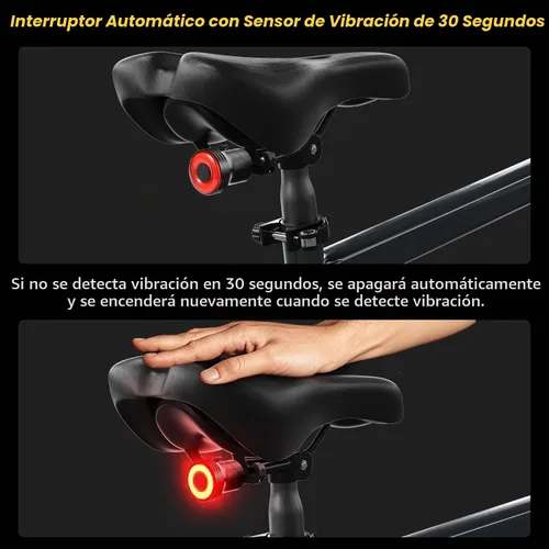 Vista 6 de Luz trasera inteligente para bicicleta, detección de frenos, encendido