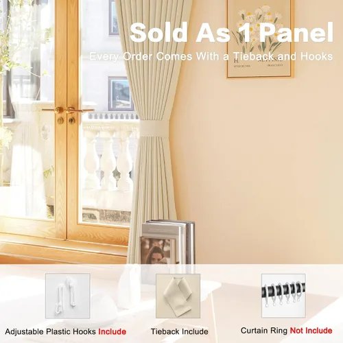 Vista 48 de HUTO Cortinas Plisadas de Pinzas Opacas con Aislamiento Térmico para Oscurecer la Habitación, Panel de Tratamiento de Ventana para Sala de Estar