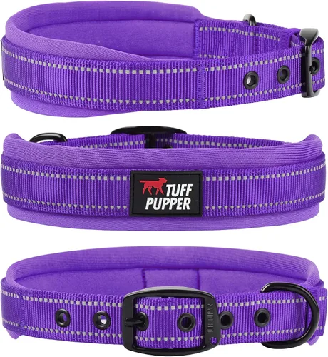 Vista 7 de Tuff Pupper Collar de perro acolchado ultra cómodo Acolchado grueso de neopreno Collar de perro con correa de nailon balístico con costuras