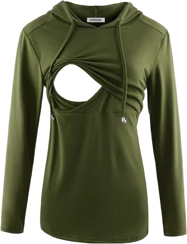 Vista 8 de GINKANA Sudadera con capucha para mujer, manga larga, lactancia materna, ropa casual