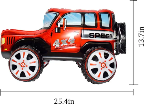Vista 4 de Firot 2 Vehículos de 25.5 pulgadas, globo grande de aluminio 4D para automóvil, de carreras todoterreno, globo de juguete para niños, regalos