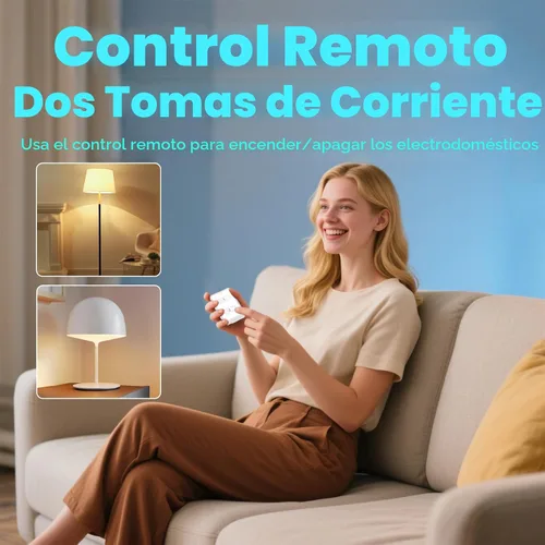 Vista 3 de LoraTap Mini adaptador de enchufe de control remoto inalámbrico (paquete de 2) con control remoto, interruptor de pared de 2 canales, rango