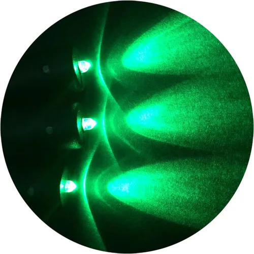 Vista 2 de Luz verde Efectos Especiales 3 Cabeza Led Kit 12v 9V DC para los accesorios Teatrales Disfraces Christams Iluminación