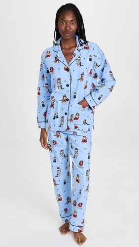 Vista 2 de PJ Salvage Conjunto de pijama de franela para mujer Azul (Ice Blue)