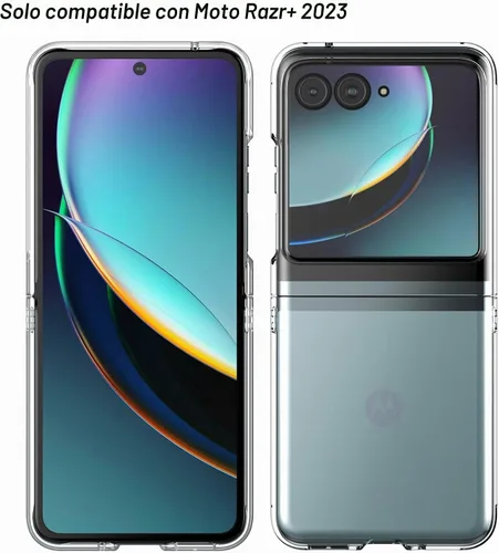 Vista 2 de Foluu Funda para Motorola Razr+ 2023, funda protectora de policarbonato duro transparente para Moto Razr+ 2023 (transparente)