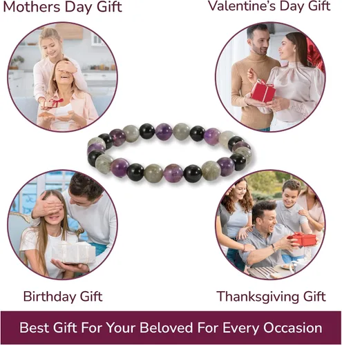 Vista 74 de Crystal Vibe Pulseras de cuentas de 0.315 in para mujeres y hombres, pulseras de cristal con piedras preciosas naturales, tamaño elástico ajustable