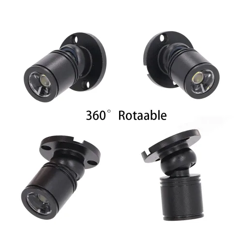 Vista 3 de Mini focos LED regulables de 12V para exhibición – Luz diurna de 1.5W 6500K, focos pequeños para exhibiciones con regulador de intensidad, negro