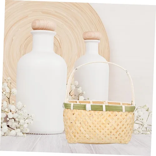 Vista 9 de Zerodeko Cestas de almacenamiento de hierba marina, 2 unidades, rectangulares tejidas, de bambú, canastas de Pascua con asas con bisagras, cesta