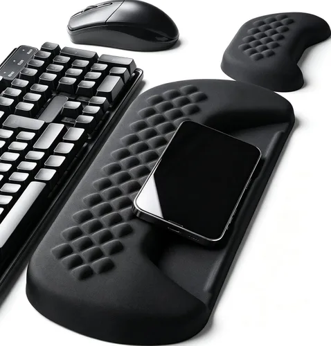 Vista 8 de JIKIOU Wrist Rest for Keyboard and Mouse, Soft Memory Foam Wrist Rest Black 02púrpura