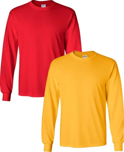 Vista 87 de Gildan - Camiseta de algodón y de manga larga para hombre, modelo G2400 (1) verde irlandés + (1) negro