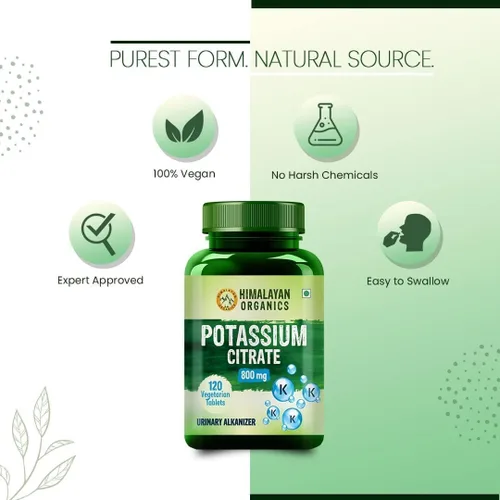 Vista 5 de Citrato de potasio 800 mg (120 tabletas vegetales) 100% herbario sin efectos secundarios conocidos - por pharmacylife