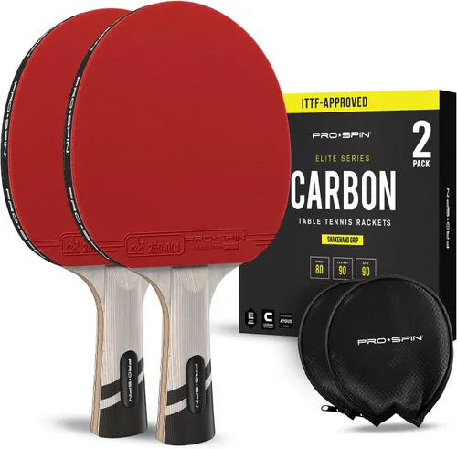 Vista 11 de PRO-SPIN Ping Pong Paddles – ITTF Approved Professional Table Tennis Rackets with Carbon Fiber for Superior Control 7-Ply Blade, Premium Rubber