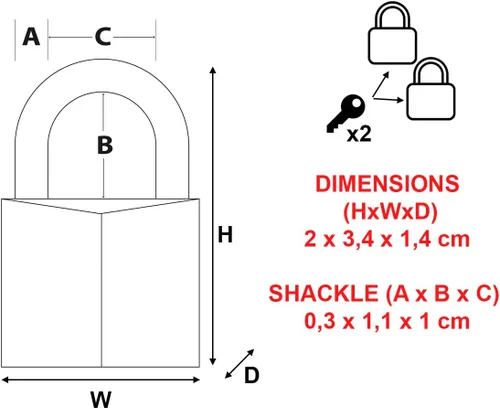 Vista 4 de Master Lock 9120EURT 2 Candados Aluminio 0.787 in