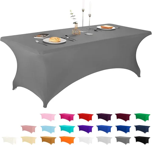 Vista 79 de LZY Cubierta de Mesa Elástica Ajustable de Spandex para Mesa Plegable de 6 pies, 4 pies o 8 pies, Mantel de Cóctel Rectangular, Perfecto para Champn