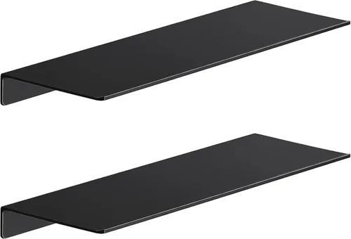 Vista 31 de Danpoo Pequeño estante flotante para almacenamiento en la pared, mini estante de exhibición para coleccionables, estante de pared de metal para Negro